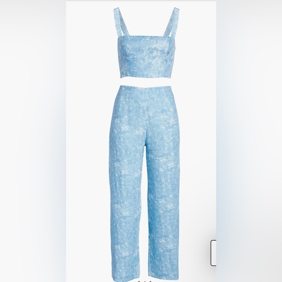 New! Reformation Mara 2–Piece Set Tie Dye Linen Cropped Top & Wide Leg 🩵 size 4 - Picture 6 of 16